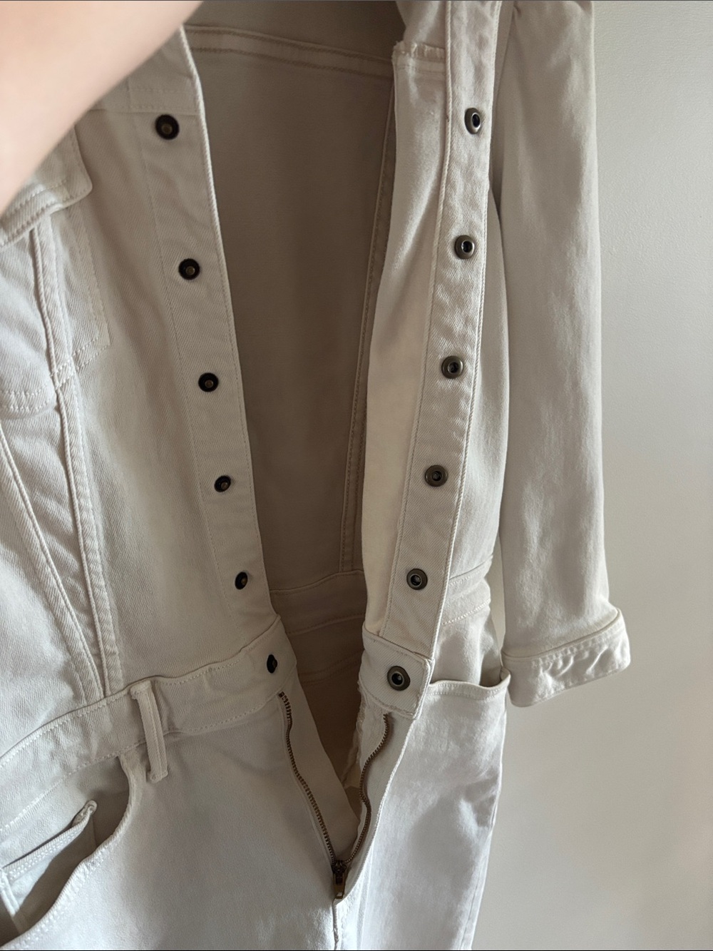 MOTHER Cream Denim Mini Dress- Button Front - Picture 8 of 10